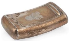 A George III silver concave snuff box by William Boot, the hinged cover engraved with monogram and