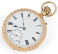 A George V 18ct gold key open faced keyless lever pocket watch, by Dobson & Sons, London, with Roman