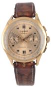 A gentleman's mid 20th century Swiss 18k gold Gigandet Chronograph manual wind wrist watch, the