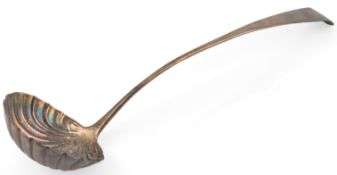 A George III provincial silver Old English pattern soup ladle, by George Turner, with shell bowl and