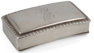 A George III silver concave snuff box, by Matthew Linwood, of plain form, with gadrooned borders,