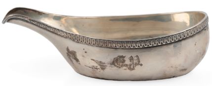 An early Victorian provincial silver pap boat, by John Walton, Newcastle, 1838, with decorated