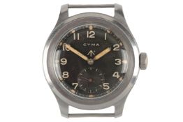 A gentleman's circa 1945 stainless steel British Army Military Issue Cyma 'Dirty Dozen' manual