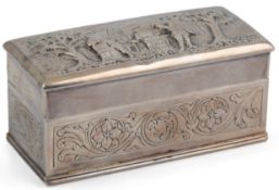 A late George III silver snuff box and cover, by John Douglas, of rectangular form, with engraved