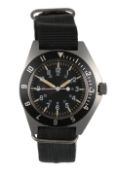 A gentleman's 1980's stainless steel Canadian Gallet & Co military quartz wrist watch, with black