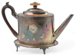 A George III silver oval teapot and matching teapot stand, by Alexander Field, both engraved with