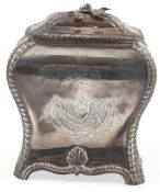 An early George III silver tea caddy with sliding cover, probably by William Turner, of bombe shape,