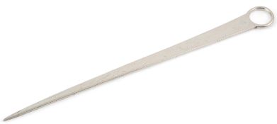 A late George II silver meat skewer by Ebenezer Coker, London, 1757, 28.4cm, 3.1oz.