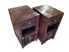 A pair of Chinese bedside cabinets, width 45cm, depth 54cm, height 85cm