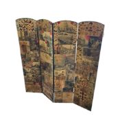 A Victorian four-fold scrap screen, each panel width 38cm, height 167cm