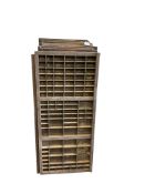 Ten printer typeface trays, width 37cm, height 83cm