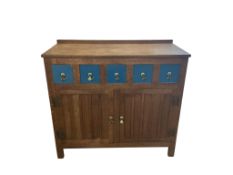 A Heal's style Arts & Crafts cabinet, drawers later painted, width 153cm, depth 50cm, height 101cm