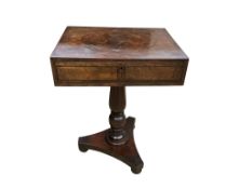 An 18th century inlaid walnut lace box on later stand, width 51cm, depth 40cm, height 73cm