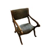 A Victorian mahogany 'X' frame folding prie dieu chair, width 55cm, depth 57cm, height 77cm