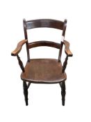 A mid-19th century elm and beech Windsor elbow chair, width 55cm, depth 46cm, height 91cm