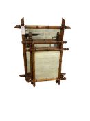 Three rectangular French faux bamboo wall mirrors, largest width 63cm, height 70cm