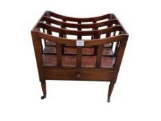 An early 19th century mahogany three division Canterbury, width 51cm, depth 38cm, height 53cm