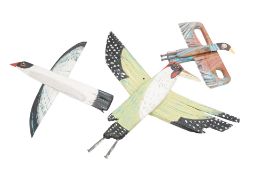 Rachel Sumner (Contemporary), three driftwood and found object studies of birds, 2020, each signed
