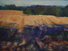 John Gilbey Bowles (1929-2011), cornfields, signed, oil on board, 59 x 79cm