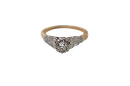 A diamond ring, early 20th century, set with a circular-cut diamond weighing approximately 0.10