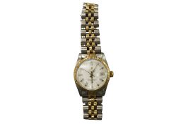A late 1970's steel and gold Rolex Oyster Perpetual Datejust with white Roman dial, case diameter