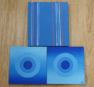 Vincent Spain (contemporary), abstract acrylic, vertical lines, signed, oil on canvas, together with