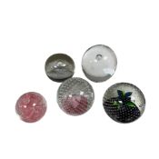 A Caithness “Flower in Rain” paperweight, one other Caithness paperweight and three others,