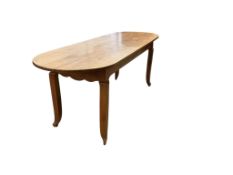 A 19th century French fruitwood farmhouse table, width 210cm, depth 70cm, height 76cm