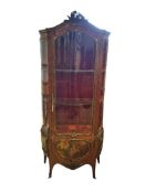 An early 20th century gilt metal mounted Vernis Martins style kingwood vitrine, width 78cm, depth