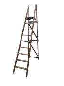 Two large wooden ladders, for decorative use only, height of step ladder approx. 175cm