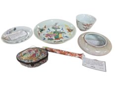 Chinese porcelain to include a mushroom sang de boeuf brush washer, 12cm (6)