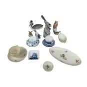 A collection of Copenhagen porcelain animals and coffee wares (19)