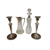 An Edwardian silver mounted glass claret jug, William Hutton & Sons Ltd, Birmingham, 1904, height