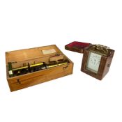 An early 20th century cased, lacquered brass French carriage timepiece retailed by Mappin and