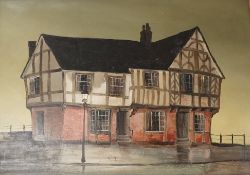 Deborah Jones (1921-2012), Tudor house, Ludlow, signed, oil on board, 29 x 40cm