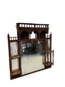 A late Victorian mahogany overmantel mirror width 120cm, height 127cm