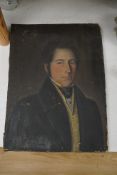 First half of the 19th century, portrait of a gentleman wearing a frock coat, indistinctly signed