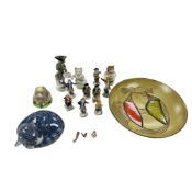 A Royal Copenhagen cat, three Beswick Beatrix Potter characters, an Italian dish, Meissen monkey