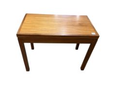 A mid century teak folding card table, width 92cm, depth 51cm, height 72cm