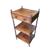 A Regency mahogany three tier whatnot, width 51cm, depth 41cm, height 107cm