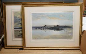 Sir Peter Markham Scott (1909-1989), greylags and white fronted geese, each signed in pencil to