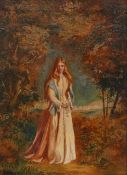 Ada Hume, full length portrait of a woman before a landscape, signed and dated 1878, Pre