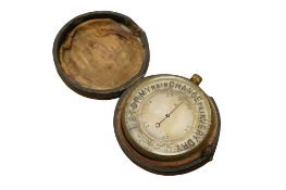 A 19th century pocket barometer, engraved 10 Grand Quai, Geneve, housed in original fitted case, 8cm