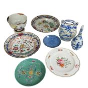 Eight items of 19th/20th century Japanese and continental ceramics to include a pair of export