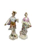 A pair of 19th century German porcelain figures, Mars and Minerva, largest 29cm