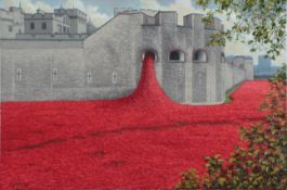 Roy Miller ((b. 1938))'Poppies at the Tower'2015,signed and dated lower left,further signed, dated
