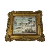 Late 18th / early 19th century, Continental school, figures before a town, unsigned, watercolour,