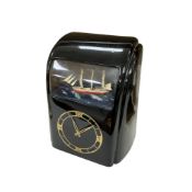 A Vitascope automaton rocking ship clock in black Bakelite case, height 31cm.