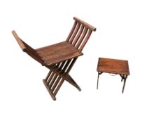 An Italian folding 'X' frame stool, width 62cm, depth 34cm, height 66cm and another