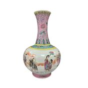 A Chinese famille rose porcelain vase decorated with flowers and figures, 40cm high